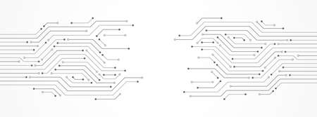 Abstract Technology Background, grey circuit board pattern, microchip, power line, blank spaceのイラスト素材