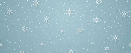 Merry Christmas, snowflakes and snowfall background in paper art styleのイラスト素材