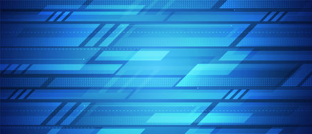 Abstract blue technology with geometric design and digital network backgroundのイラスト素材