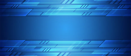 Abstract blue technology with geometric design and digital network backgroundのイラスト素材