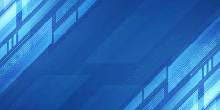 Abstract blue technology with geometric design and digital network backgroundのイラスト素材