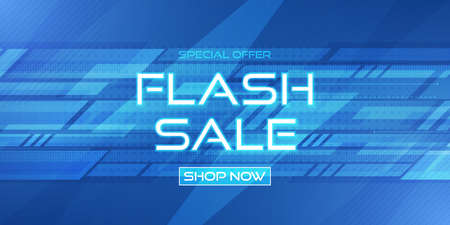 Flash sale banner. Abstract blue technology backgroundのイラスト素材