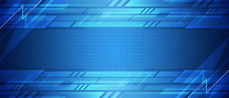 Abstract blue technology with geometric design and digital network backgroundのイラスト素材