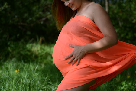 Pregnant Woman outdoorsの写真素材