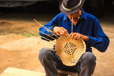 It is made  of bamboo strips  Contrary to the General Made objects such as basket-shaped basket  Chiangmai Thailand のeditorial素材