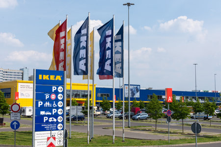 Berlin, Germany- May 24, 2019: IKEA Berlin Store, IKEA is a Swedish-founded multinational group that designs and sells ready-to-assemble furnitureのeditorial素材