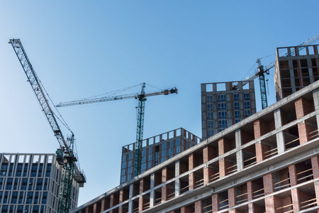 Construction of residential buildings, new multi-storey houses in Kiev, the capital of Ukraine