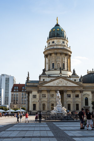 Berlin, Germany- September 20, 2018: The New Church ,Neue Kirche, Deutscher Dom is located in Berlin on the Gendarmenmarkt across from French Church of Friedrichstadtのeditorial素材