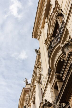 Rainy autumn in Prague, beautiful old houses, the Czech Republic is a country in Central Europeの写真素材