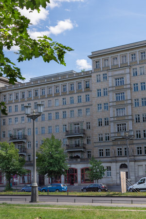 Berlin, Germany-May 29, 2019: Walking through the street Frankfurter Allee in the Friedrichshain districtのeditorial素材