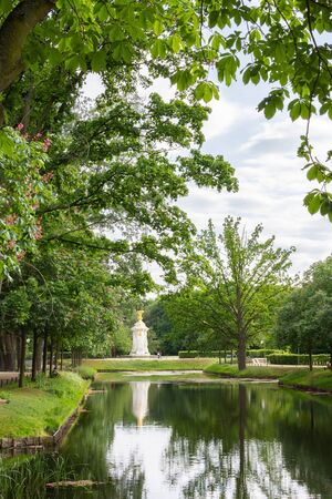The Tiergarten, walk through the green beautiful park in central Berlinの写真素材