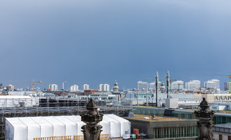 Berlin, Germany- September 28, 2019: panorama of the city of Berlin from the roof of the Bendestag building, famous city buildingsのeditorial素材