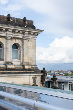 Berlin, Germany- September 28, 2019: panorama of the city of Berlin from the roof of the Bendestag building, famous city buildingsのeditorial素材