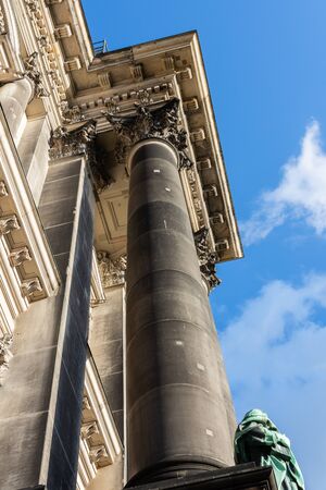 View of the Cathedral from the park Lustgarten, Berliner Dom in Berlin, Germanyの写真素材