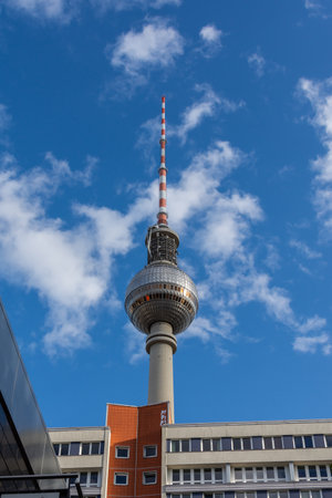 Berlin, Germany- October 2, 2019:View of the television tower in central Berlin , Alexanderplatzのeditorial素材