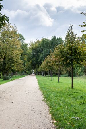 Walking in the palace garden of Charlottenburg on an autumn day, a district of the Charlottenburg-Wilmersdorf boroughの写真素材