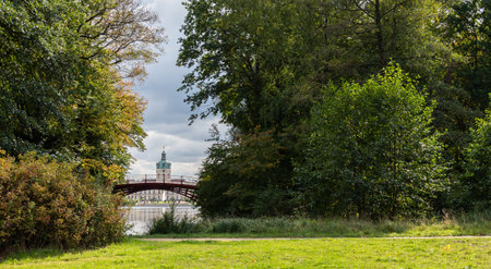 Berlin, Germany- October 5, 2019: view of the Charlottenburg Palace and the bridge over the Karpfenteich pond, a district of the Charlottenburg-Wilmersdorf boroughのeditorial素材
