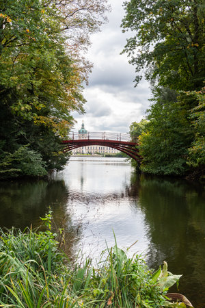 Berlin, Germany- October 5, 2019: view of the Charlottenburg Palace and the bridge over the Karpfenteich pond, a district of the Charlottenburg-Wilmersdorf boroughのeditorial素材