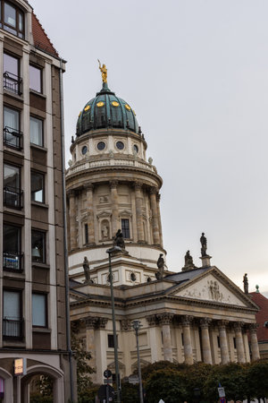 Berlin, Germany- October 9, 2019: The New Church ,Neue Kirche, Deutscher Dom is located in Berlin on the Gendarmenmarkt across from French Church of Friedrichstadtのeditorial素材