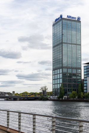 Berlin, Germany- October 6, 2019: view of the Elsen Bridge from the Spree river embankmentのeditorial素材