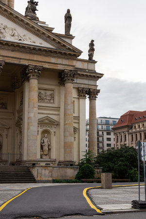 Berlin, Germany- October 9, 2019: The French Reformed Church of Friedrichstadt is located in Berlin on the Gendarmenmarkt across from New Church ,Neue Kirche, Deutscher Domのeditorial素材