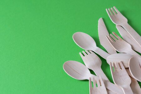 Eco friendly disposable dishes, cutlery of environmental materialの写真素材