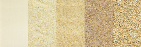 Various grain cereals banner, top view, semolina and rice, wheat and oatsの写真素材