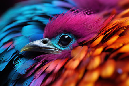 Fantastic bird with bright plumage, a bird from a fairy taleの素材