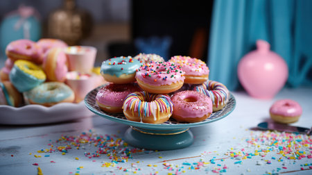 Multicolored donut with different sprinklesの素材