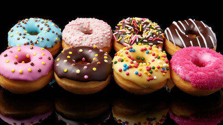 Multicolored donut with different sprinklesの素材