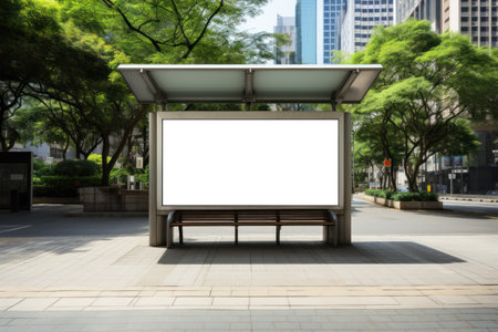 Empty signboard for advertising, billboard with space for mockup information, billboard on city streetsの素材