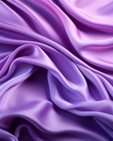 Background of flowing shiny purple violet satin or silk, fashionable bright background of smooth silky fabricの素材