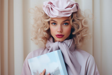 Young girls in beautiful fashionable clothes in pastel colors, fashion magazine cover, high fashionの素材