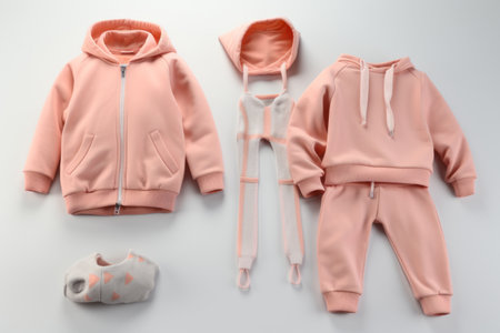 Cute baby clothes in soft peach colorの素材