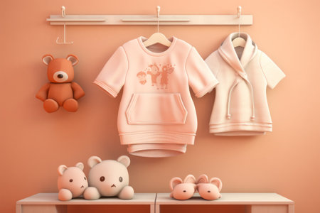 Cute baby clothes in soft peach colorの素材