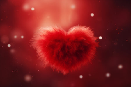 Soft fluffy red heart, Valentine's Day concept or fluffy pillowの素材