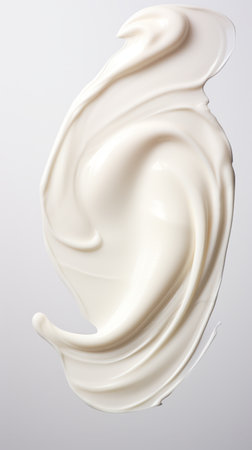 Face lotion cream seample, white cream sample on a light background, lotion texture, a smear of moisturizer closeup, beauty and skin care conceptの素材