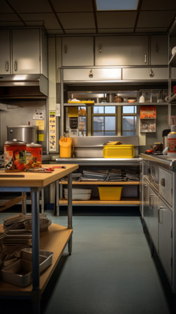 Empty school or university kitchenの素材