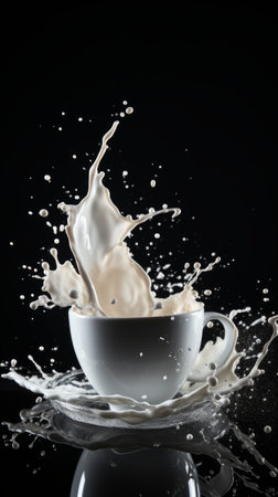 Splash of milk in a cupの素材