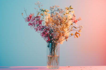 Bouquet of flowers in glass vaseの素材