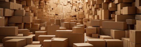 Cardboard boxes parcels in a logistics warehouseの素材