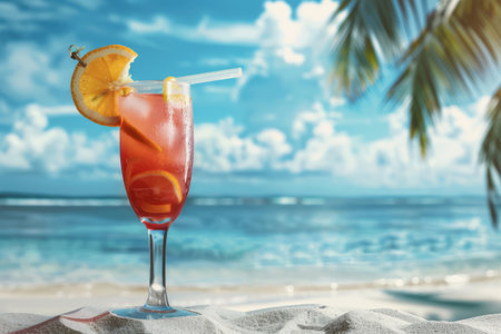 A glass of summer pink cocktail with iceの素材