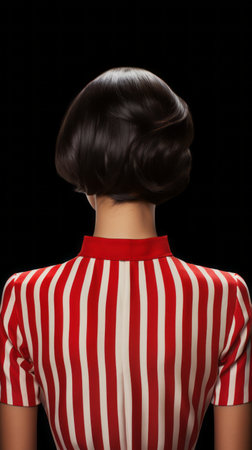 Rear view of a girl with short brown hairの素材