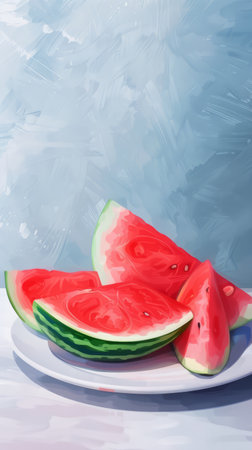 Fresh juicy watermelon cut into piecesの素材