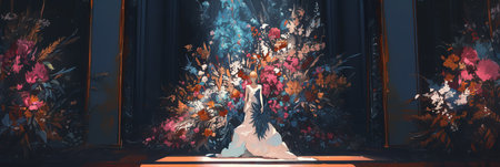 Fashion show of clothes in surreal styleの素材