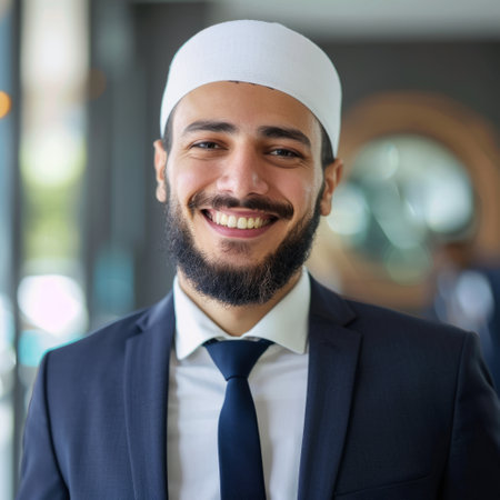 A smiling businessman of Muslim nationalityの素材