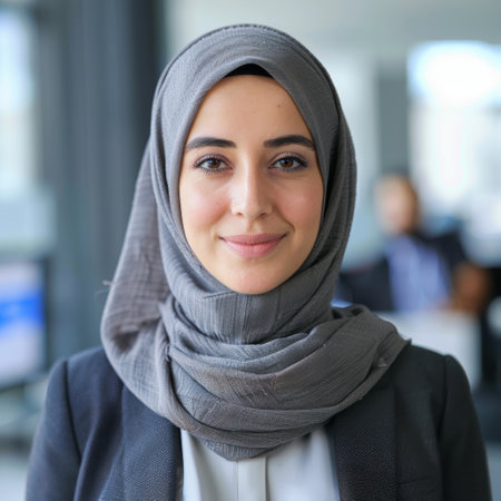 A smiling businesswoman of Muslim nationalityの素材