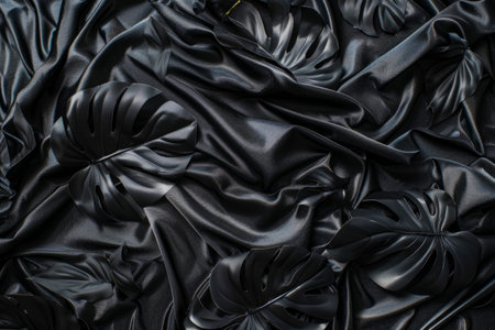 The silk textures of tropical black leaves exude a glossy sheen, evoking a sense of elegance and exotic allureの素材