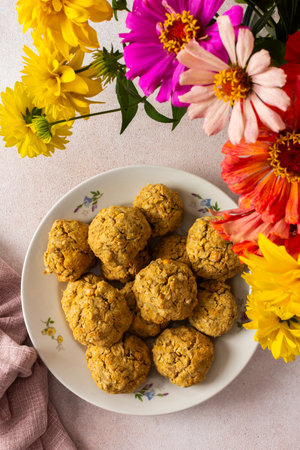 Chickpea buns made with almond and chickpea flour, a healthy, gluten-free option suitable for gluten-free diets , nutritious bakingの写真素材