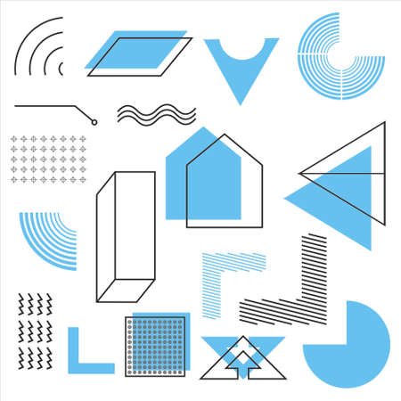 geometric shapes set with blue elements composition. its perfect for Magazine, leaflet, billboard, saleのイラスト素材